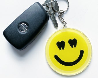 Emoji Keyring,Emoji Smiley Keychain,Dental Hygienist Keychain,Dental Hygienist gift,Dental Key chains,Smiley face keychain Free Shipping USA
