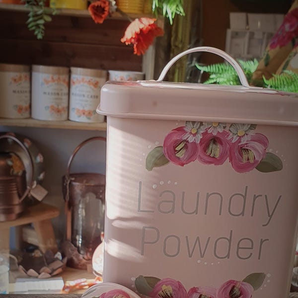 pink laundry tin