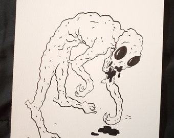 October Monster 8 - original horror ink drawing 7" x 10"