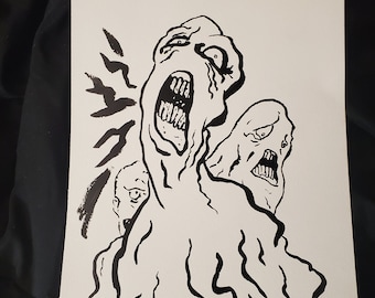 October Monster 4 - original horror ink drawing 7" x 10"