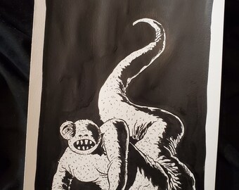 October Monster 21 - original horror ink drawing 7" x 10"