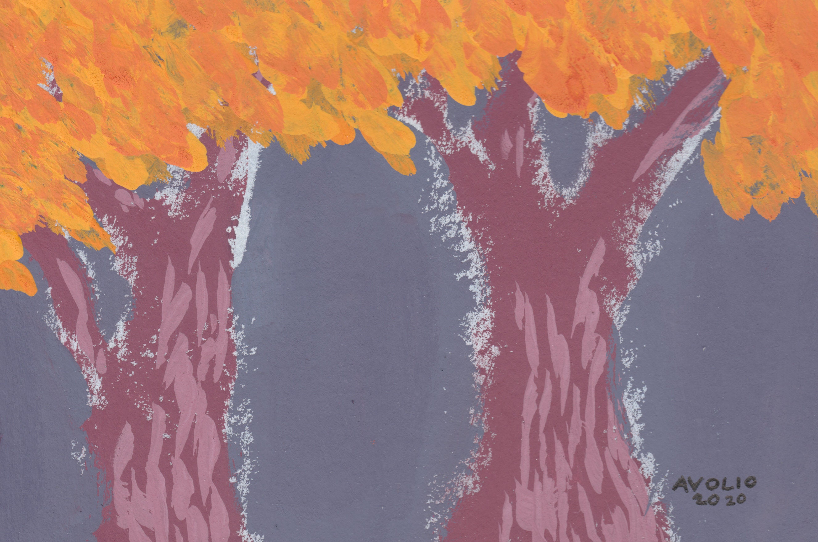 Trees Original Gouache Watercolor Painting 5x7 Etsy