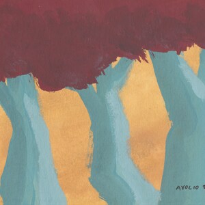tree trio - original gouache watercolor painting 5"x7"