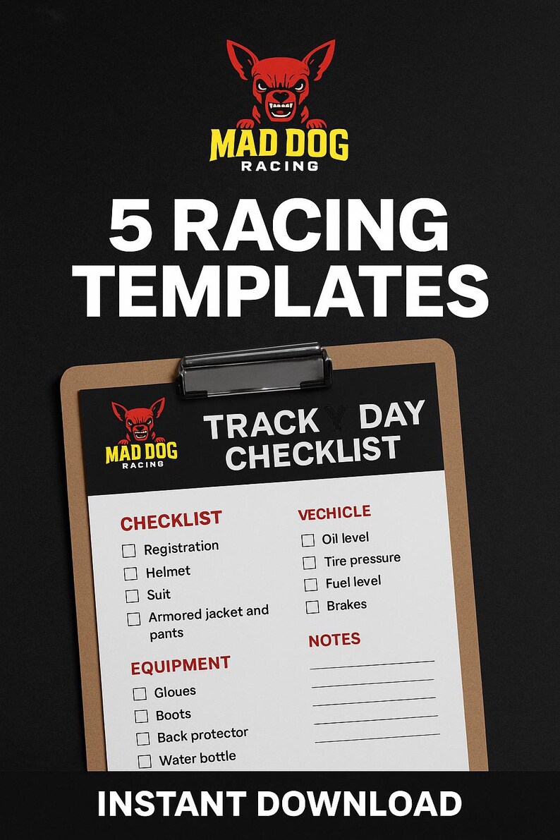 Track Day Checklist & Maintenance Planner (digital PDF) - Etsy