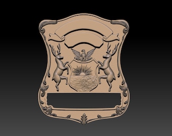 Blank Badge Michigan Style CNC Model .stl 3d Relief