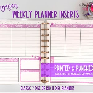 Weekly Planner Inserts - Undated Stargazer Printed Refills - Sunday or Monday Start to Week - Classic 9 Disc & Big 11 Disc Journals Pages