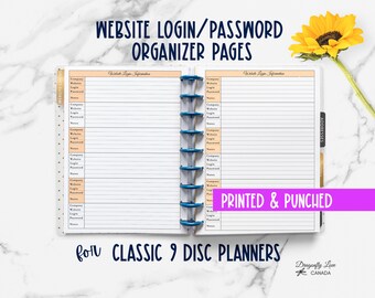 Password Organizer Inserts: Moonlit Sky | Classic 9 Disc Planner