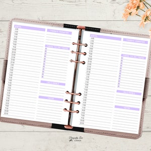 Undated Hourly Planner Inserts for A5 Planner - Daily Planner Pages with Half-Hour Blocks - Hourly Refills for 6 Ring Binders