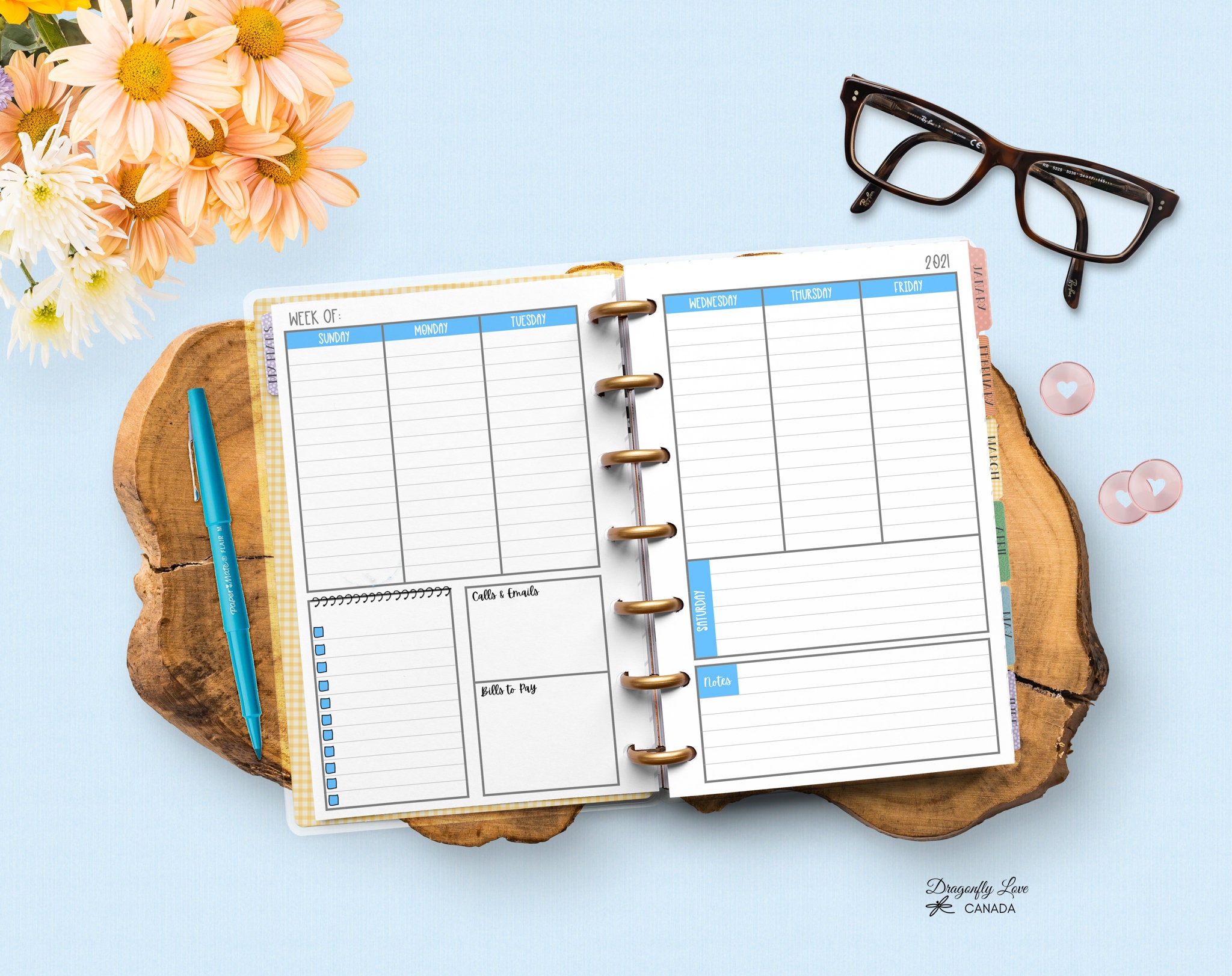 Sunday-saturday Weekly Planner Pages Vertical Layout | Etsy