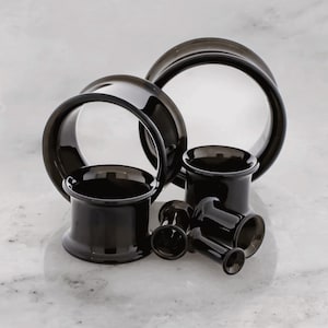 Pair Double Flare Black Tunnels