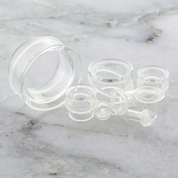 Single Flared Black Glass Ear Plug w. Clear O-Ring Single Flared Black Glass Ear Plug w. Clear O-Ring
