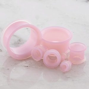 Pair Single Flare Pyrex Glass Pink Slyme Tunnel