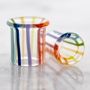 Pair "Over the Rainbow" Borosilicate Glass Single Flare Tunnels