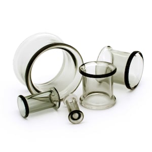 Smoke Glass Double Flare Tunnels – 8G–1" | 5/16" Wearable