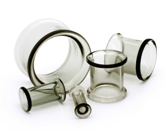 Smoke Glass Double Flare Tunnels – 8G–1" | 5/16" Wearable
