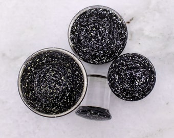 Silver Dichro over Black- Borosilicate Glass Double Flare Plugs