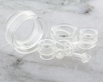 Pair Clear Single Flare Glass Tunnels