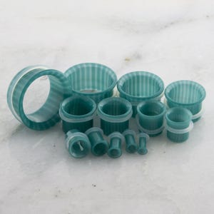 Pair Single Flare Pyrex Aqua Tunnel