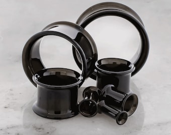 Pair Double Flare Black Tunnels