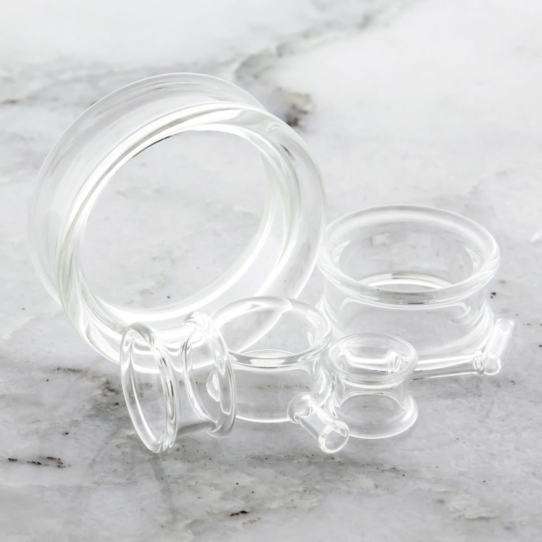 Pair Double Flare Clear Tunnels - Etsy