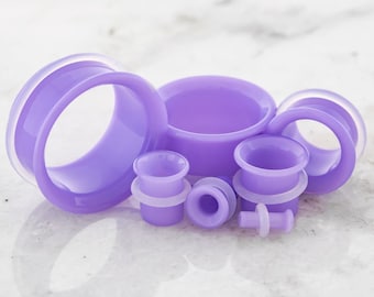 1 Paar Periwinkle Borosilikatglas Single Flare Tunnels