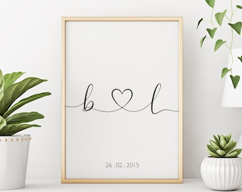 Custom Couple Initials Print | Personalised Couples Gifts | Custom Home Decor | Custom Anniversary Gift | Wedding Gift | DIGITAL DOWNLOAD