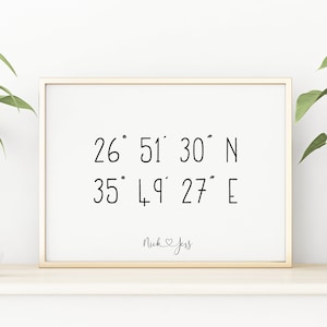 GPS Coordinates Print | Latitude Longitude Sign | Location Print | Custom Coordinates Gift | Personalised Couples Gifts | DIGITAL DOWNLOAD