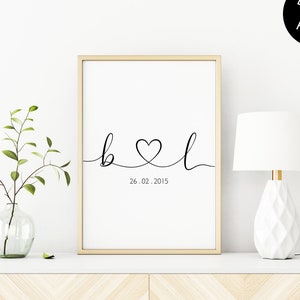 Couple Initials Print | Couples Gift | Custom Anniversary Gift | Engagement Gift | Personalized Wedding Gift | Home Decor | DIGITAL DOWNLOAD