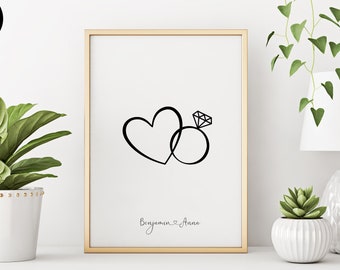 Custom Engagement Print | Personalised Wedding Date Print | Personalised Engagement Gift | Custom Wedding Present | DIGITAL DOWLOAD