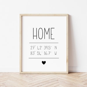 Custom Home Coordinates Print Custom Latitude Longitude Sign Personalised Home Coordinates Gift New Home Print DIGITAL DOWNLOAD image 1