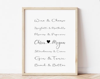 Custom Perfect Pairs Print | Personalised Couple Names Print | Custom Home Decor | Personalised Couples Gift | Custom Anniversary Gift