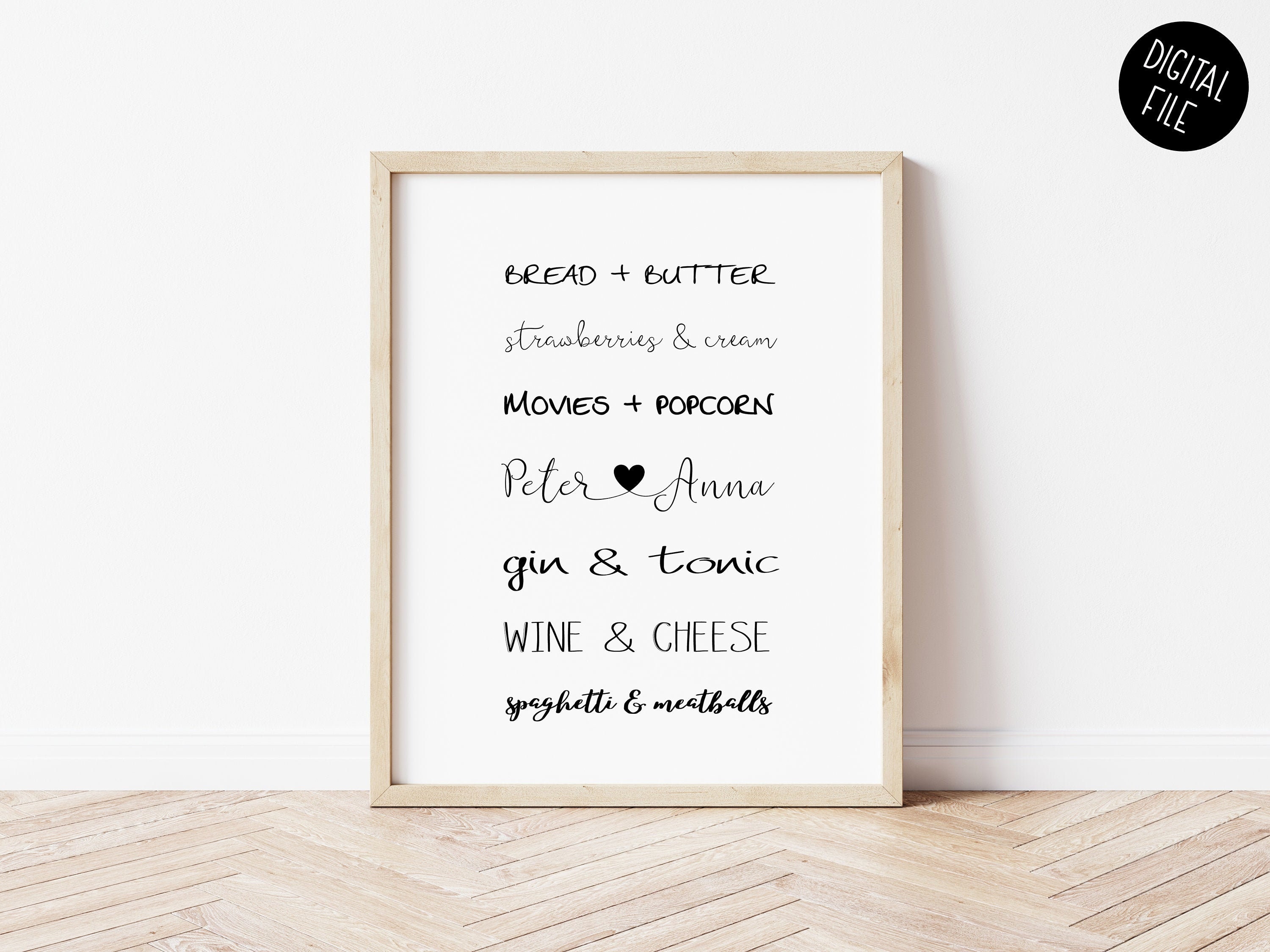 Custom Couple Names Print  Personalised Couples Gifts |  Custom Home Decor |  Anniversary Gift | Custom Wedding Gift | DIGITAL DOWNLOAD