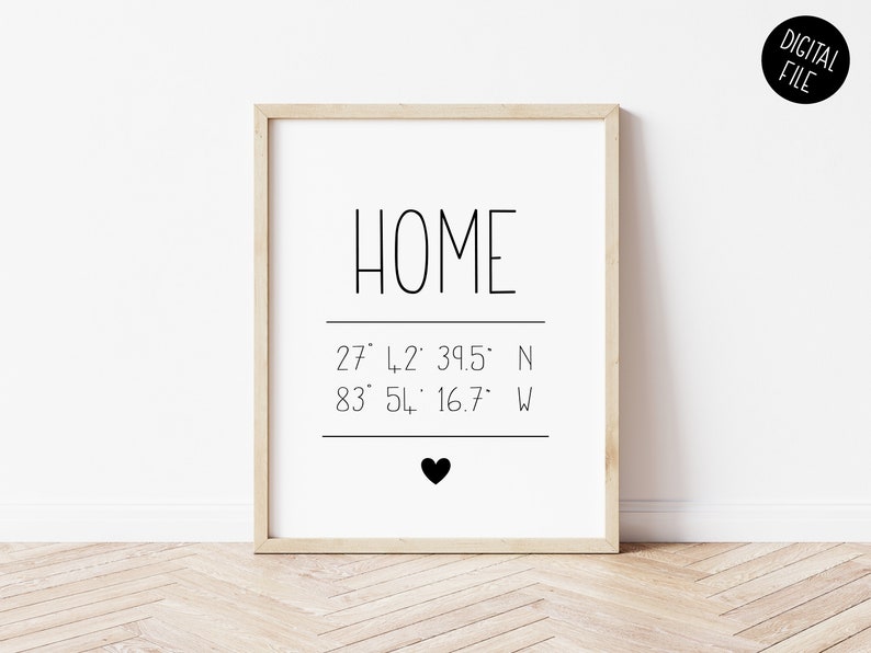 Custom Home Coordinates Print Custom Latitude Longitude Sign Personalised Home Coordinates Gift New Home Print DIGITAL DOWNLOAD image 1