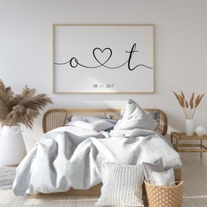 Personalisiertes Paar Initialen Druck Personalisierte Paare Geschenke Benutzerdefinierte Wohnkultur Individuelles Jubiläumsgeschenk Hochzeitsgeschenk DIGITALER DOWNLOAD Bild 7