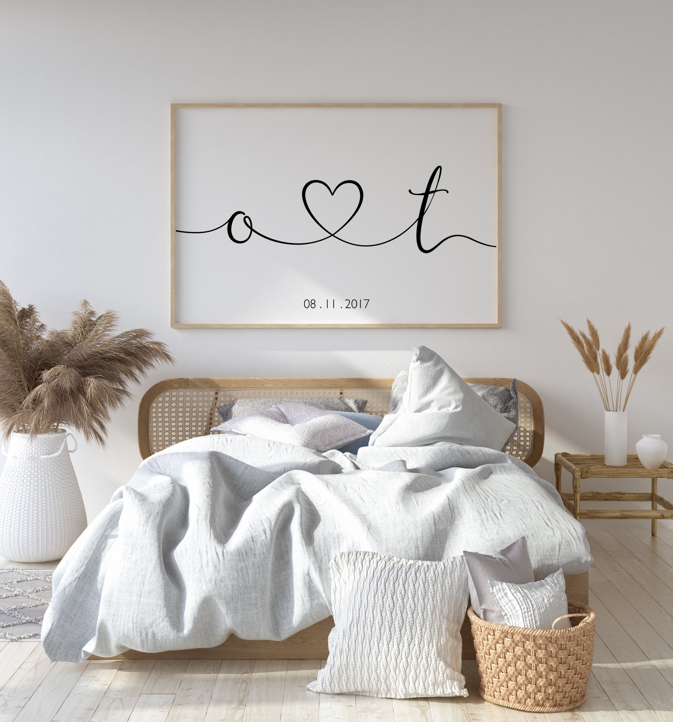 Custom Couple Initials Print Personalised Couples Gifts Etsy