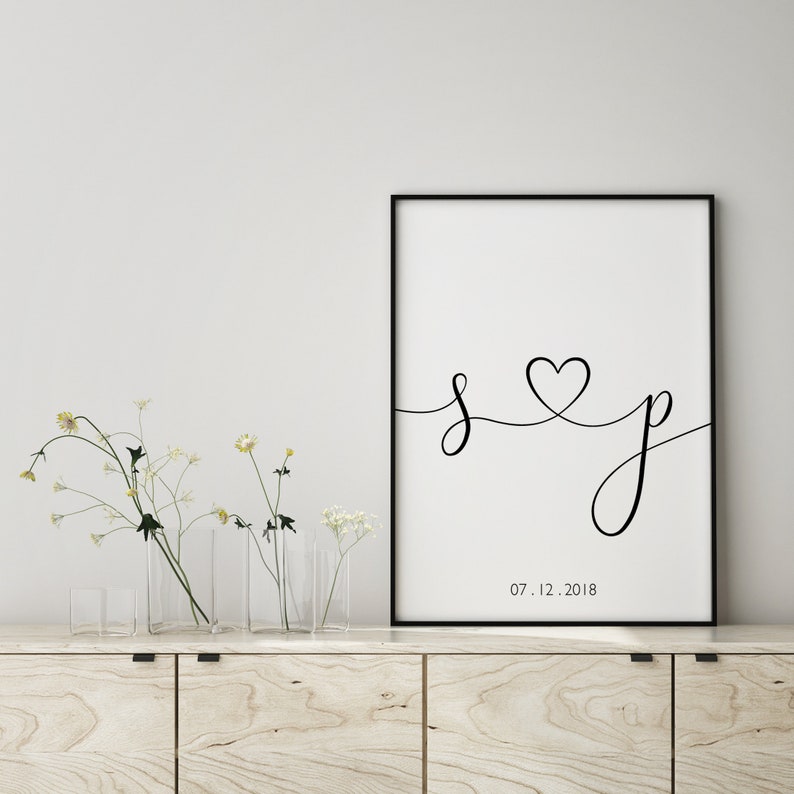 Custom Couple Initials Print Personalised Couples Gifts Custom Home Decor Custom Anniversary Gift Wedding Gift DIGITAL DOWNLOAD image 4