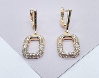 18k Gold Filled Soft Edged Square Pave Earring