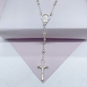 Silver Filled Dainty Rosary with Thick Crucifix Cross  Supplies