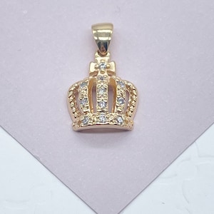 18k Gold gefüllte zierliche Königskrone Charme in Micro Pave Anhänger und Schmuck machen Lieferungen
