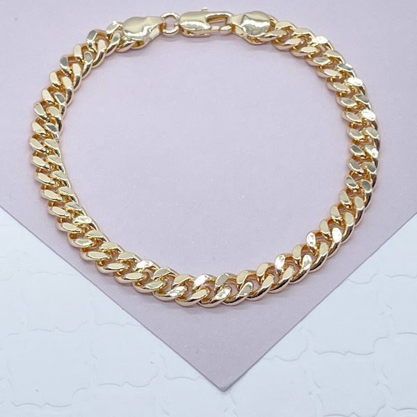 Anklet 18k Gold Filled 6mm Chunky Cuban Link, Gold Filled Curb Link Anklet, Miami Cuban Link Style