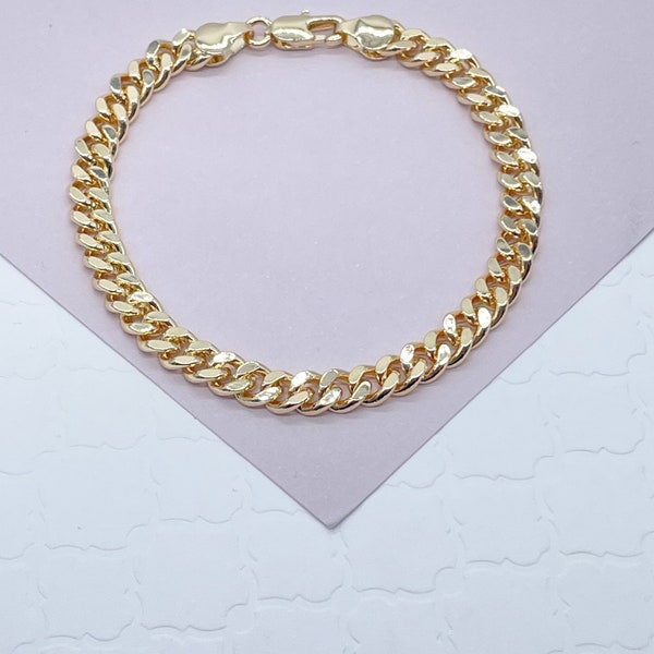 18k Gold Filled Cuban Link Chain Bracelet 7", Gold Curb Chain Bracelet, Miami Cuban Bracelet, Cuban Chain Bracelet  Women, Gold Bracelet