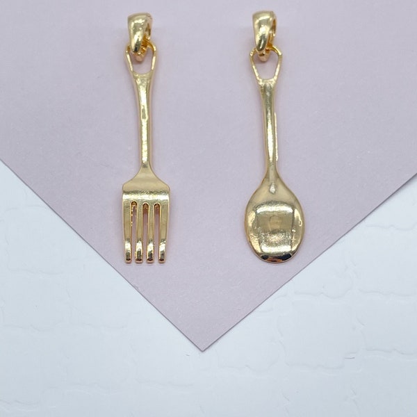 18k Gold Filled k & Spoon Charms, Dainty Spoon Pendant, Dainty k Pendant   And Jewelry Making Supplies