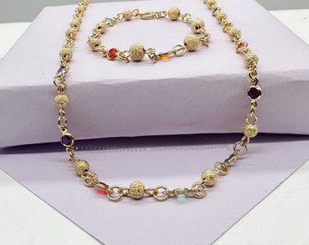 Ensemble de perles colorées pour enfants en or 18 carats