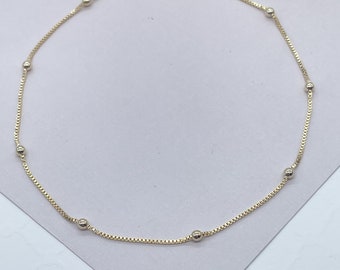 18k Gold Filled Box Chain Anklet