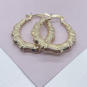Créoles en bambou texturé or 18 carats