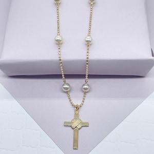 18k Gold Filled Creme Perle Rosenkranz Halskette: Katholischer Schmuck