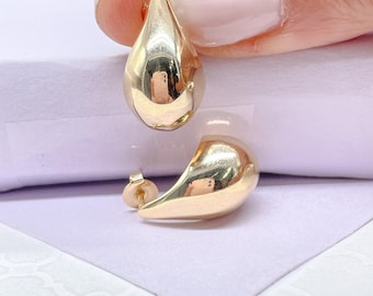 Boucle d'oreille en forme de larme lisse épaisse remplie d'or 18 carats