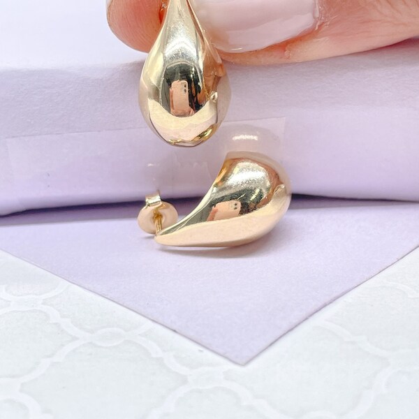 18k Gold Filled Chunky Smooth Tear Drop Earring