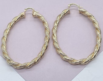 18k Gold Filled Oval Shape Twisted Hoop Earrings  Supplies