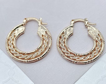 18k Gold Filled Thin Flat Hoops With Flat Link In-Between